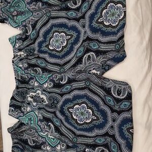 Boho Ambiance Apparel Harem Pants with Shade of Blue and Off White Size Medium